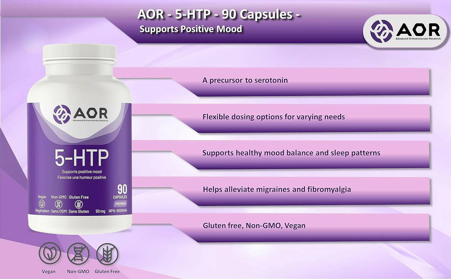 5-HTP by AOR™ – Serotonin, Mood & Sleep Support | 90 Veggie Capsules - Image 6