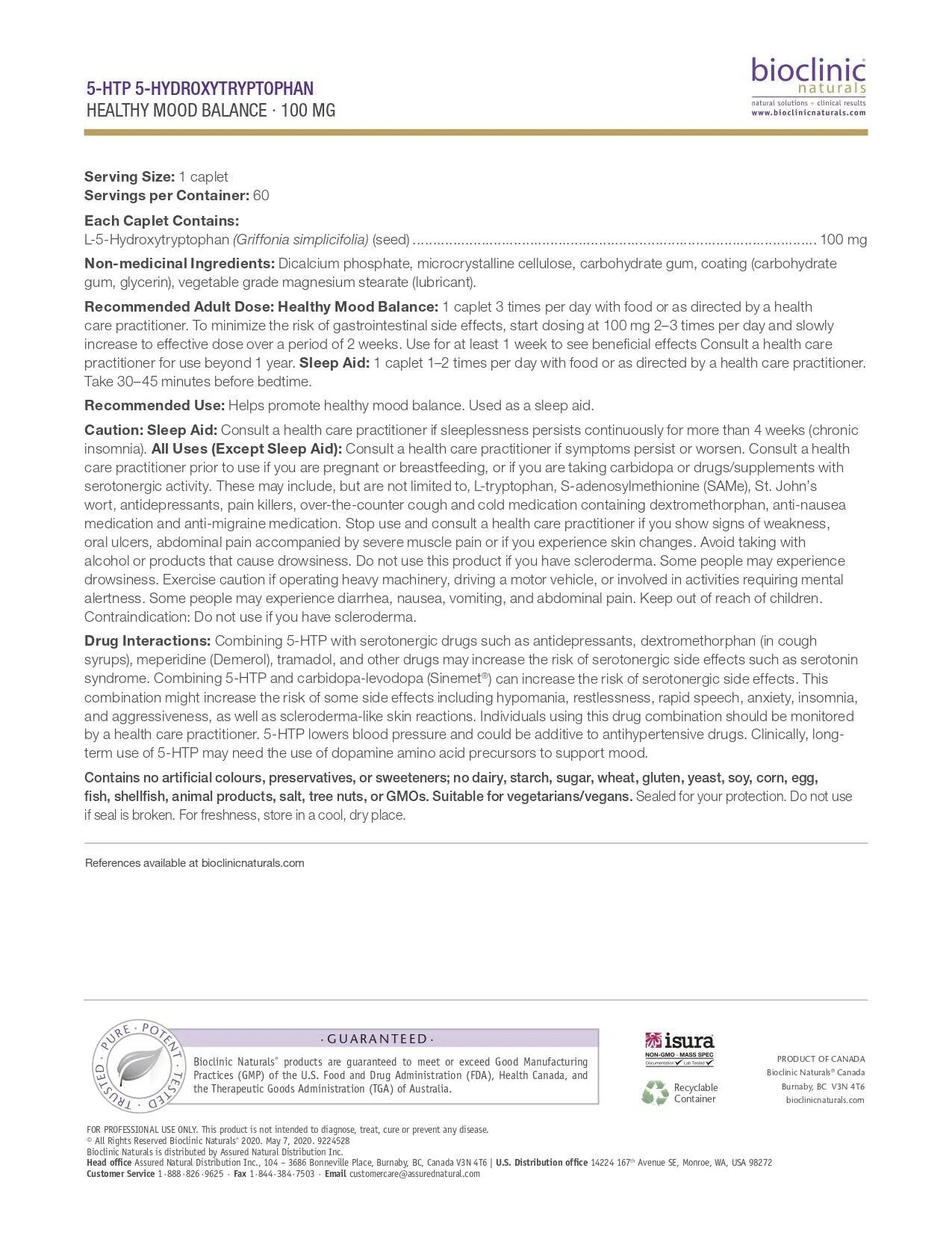 5-HTP Time Release | Bioclinic® Naturals | 60 Time Release Caplets - Image 4