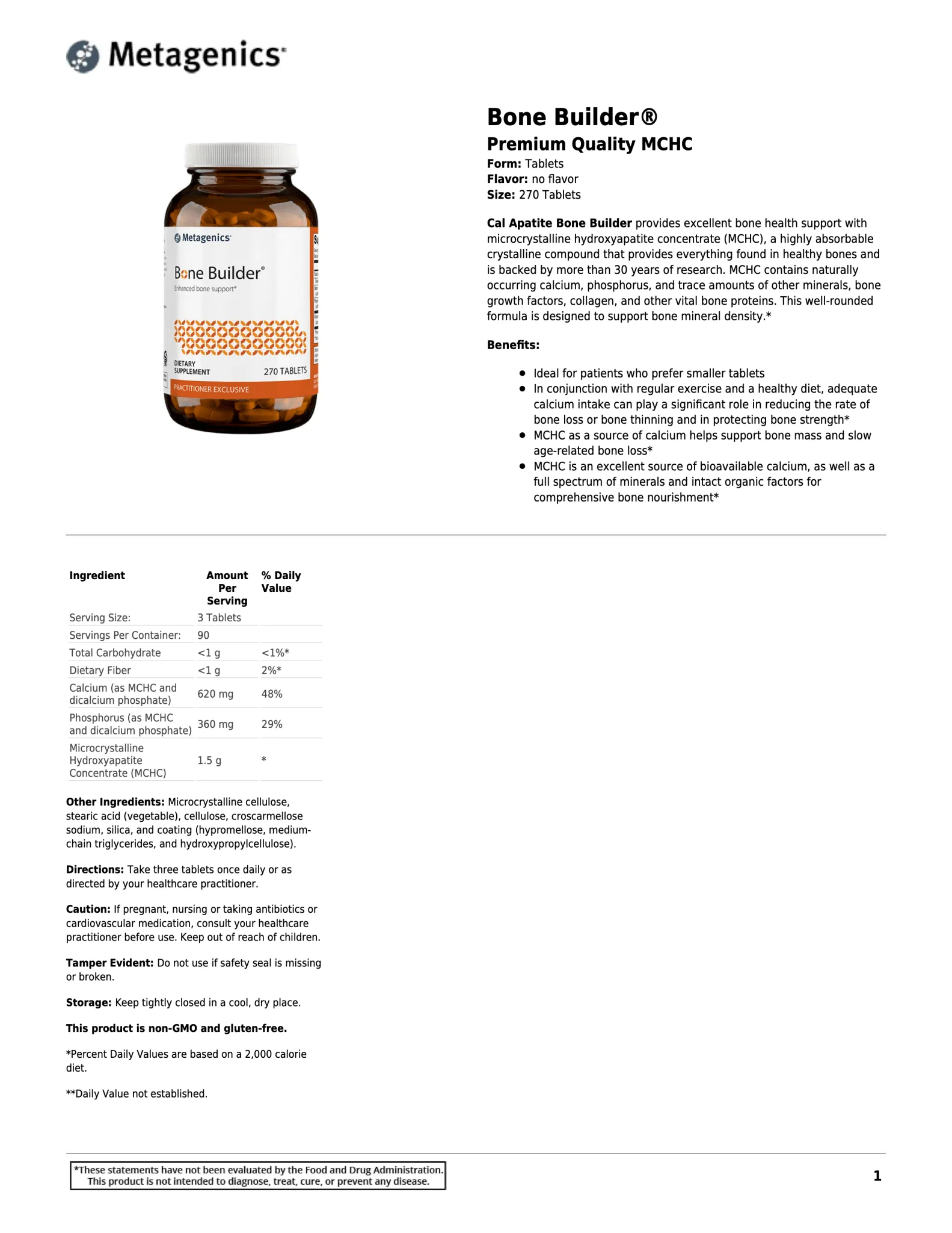 Bone Builder™ by Metagenics® – Microcrystalline Hydroxyapatite Bone Support | 270 Tablets - Image 3