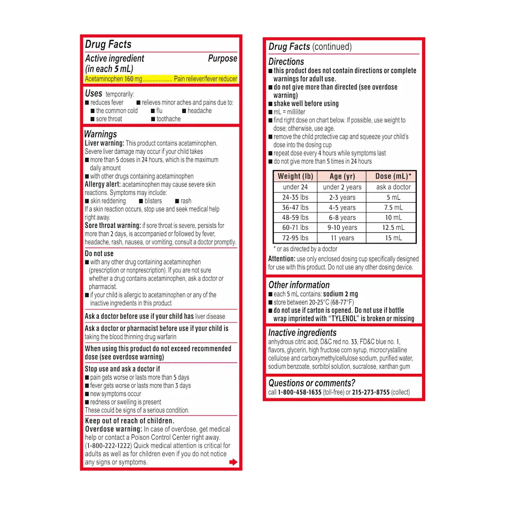 Children's Oral Suspension | TYLENOL® | 100 mL (different flavours) - Image 7