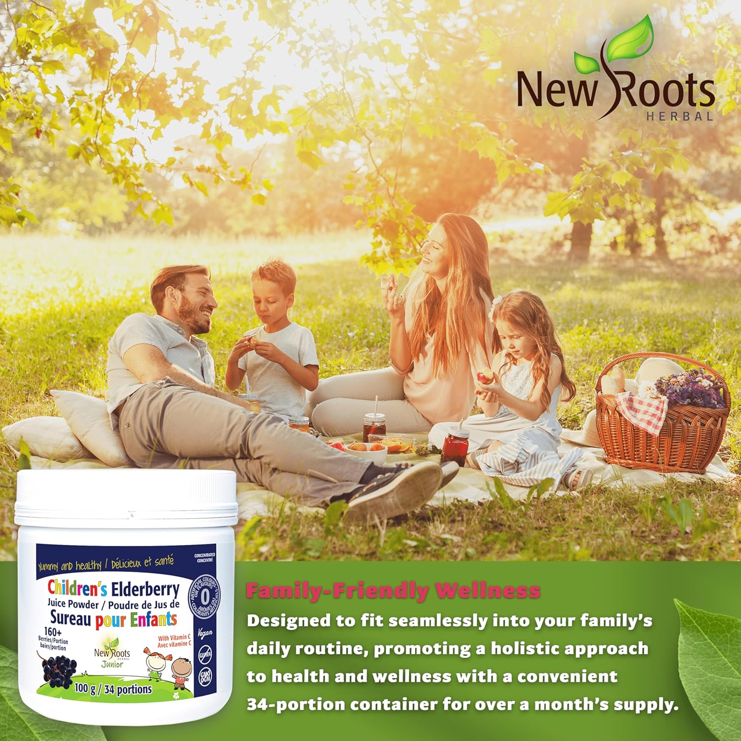 Children's Elderberry Juice Powder | New Roots HERBAL® | 100g-34 Servings - Image 4