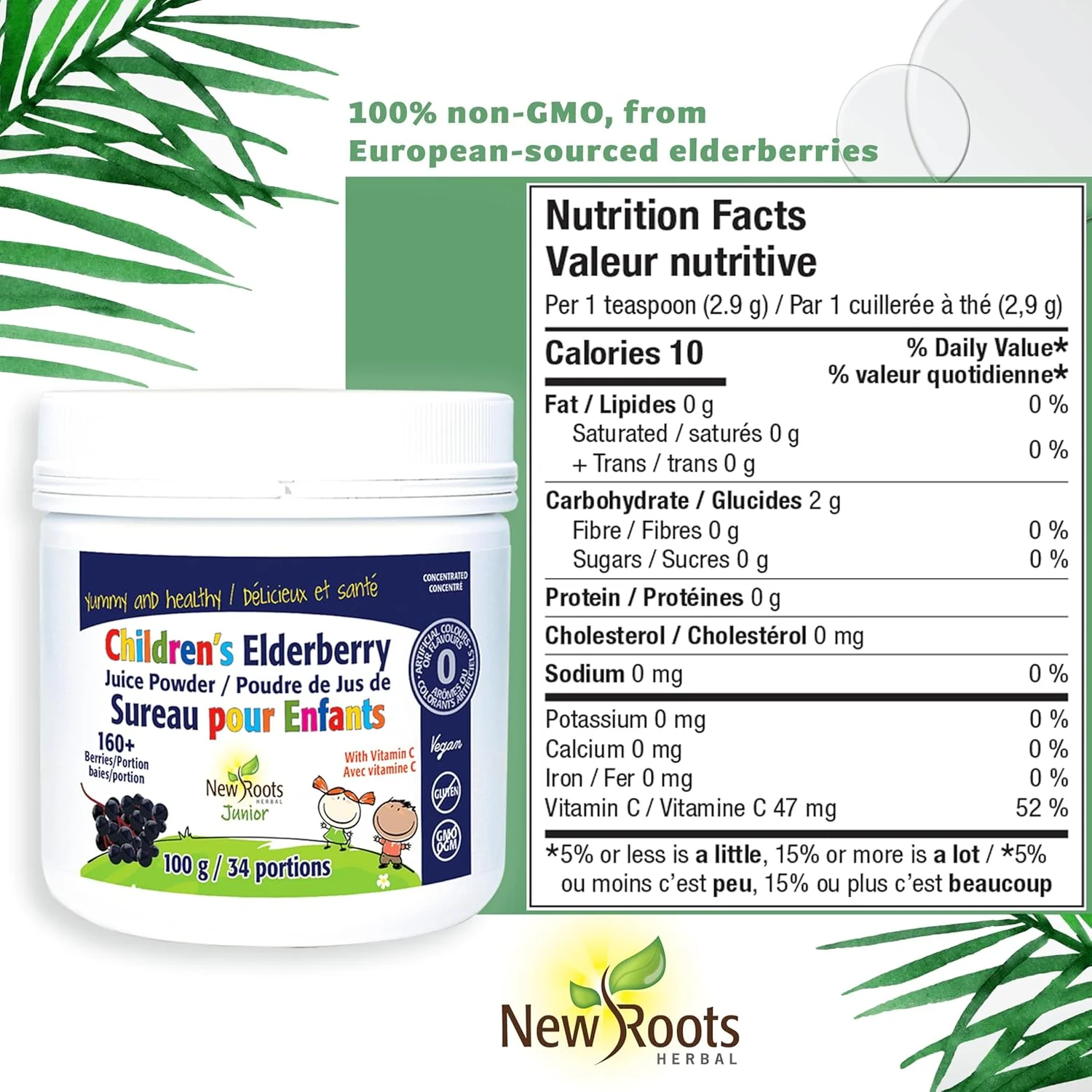 Children's Elderberry Juice Powder | New Roots HERBAL® | 100g-34 Servings - Image 5