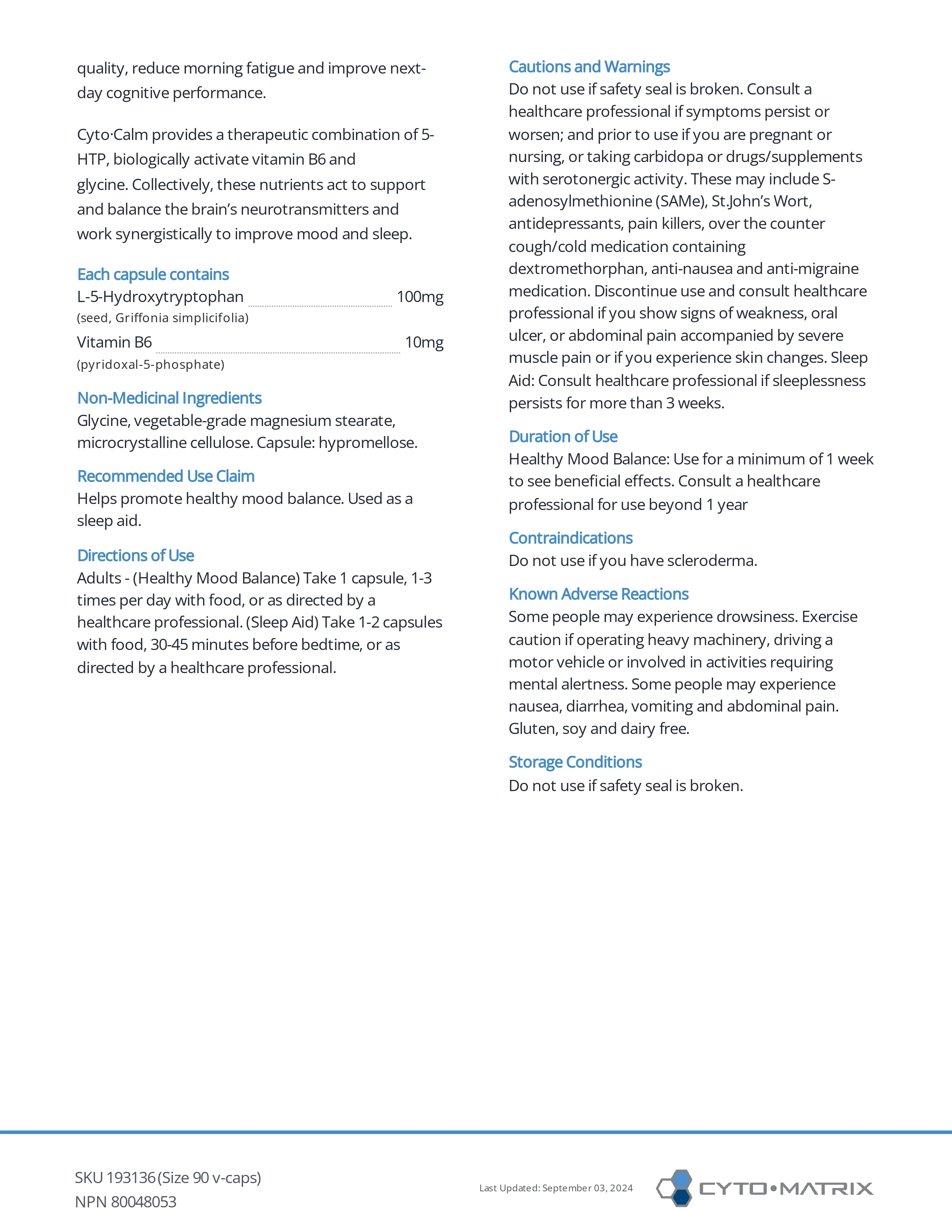 Cyto-Calm™ by Cytomatrix® – Stress, Mood & Nervous System Support | 90 Vegetable Capsules - Image 3