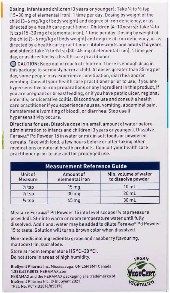 FeraMAX® Pd Powder 15 by BioSyent® – Iron Deficiency Support | 83 g Powder - Image 10