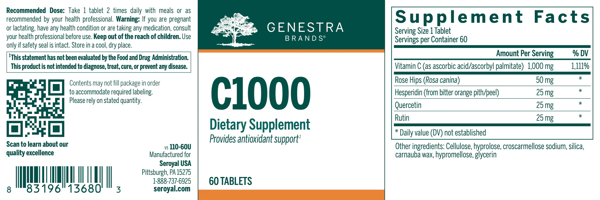 C1000 | Genestra Brands® | 60 Tablets - Image 8