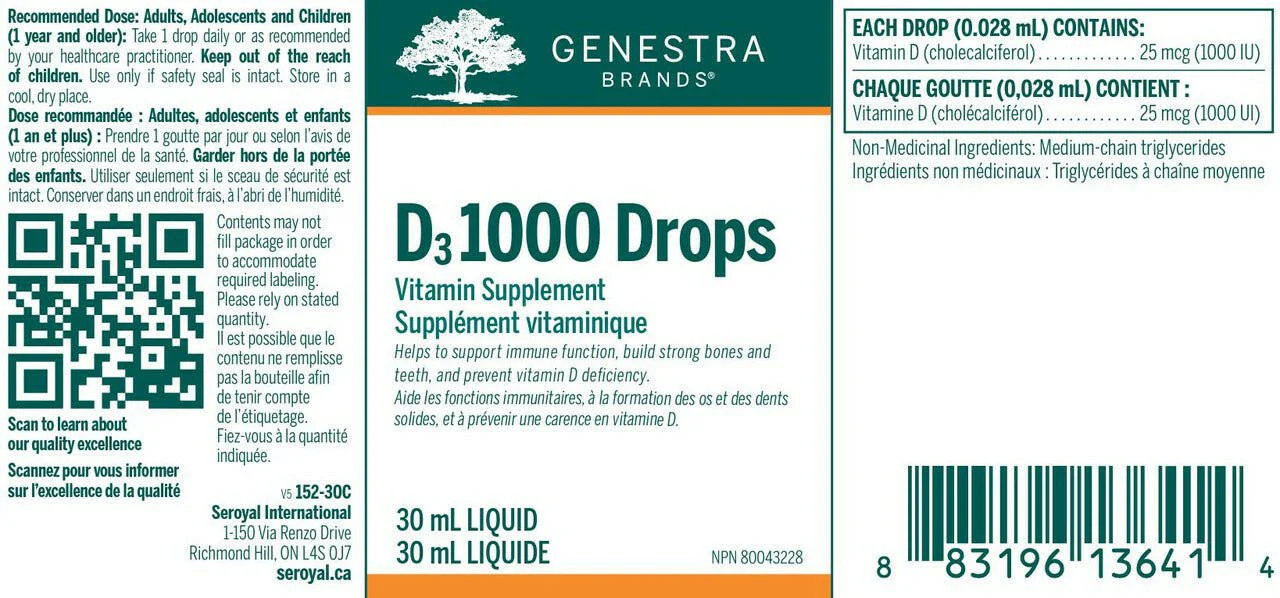 D3 1000 Drops by Genestra Brands® – Vitamin D3 Liquid Supplement | 30 mL (1 fl oz) - Image 6
