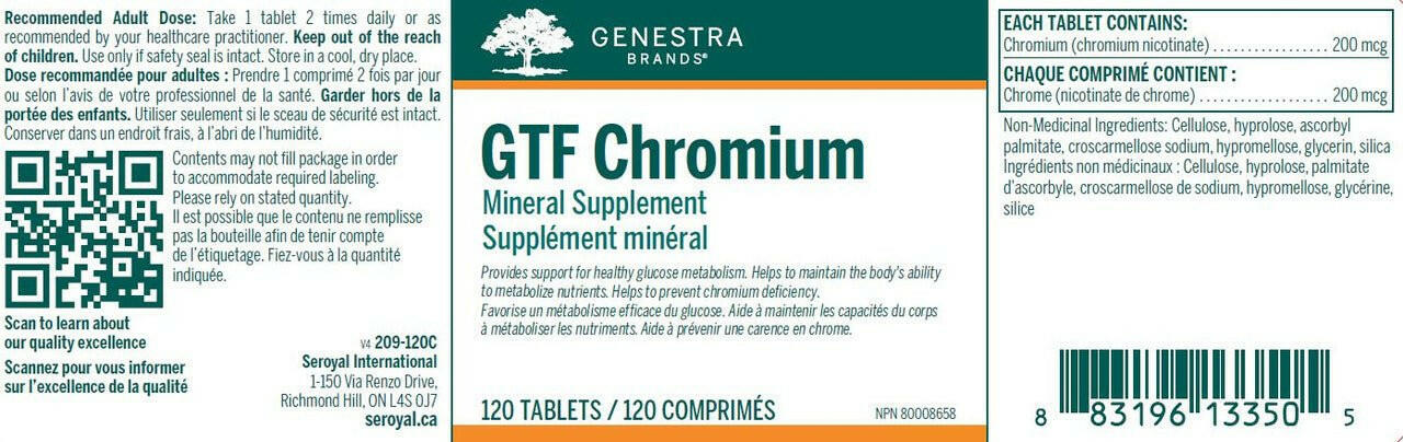GTF Chromium | Genestra Brands® | 120 Tablets - Image 8