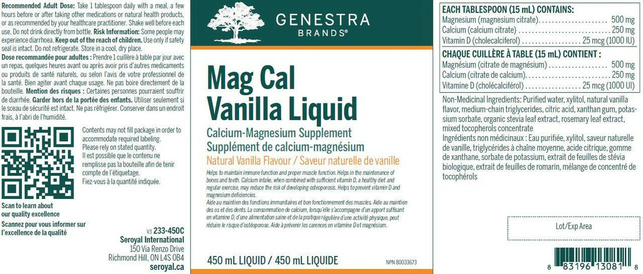 Mag Cal Vanilla Liquid | Genestra Brands® | 450 mL (15.2 fl oz) - Image 8