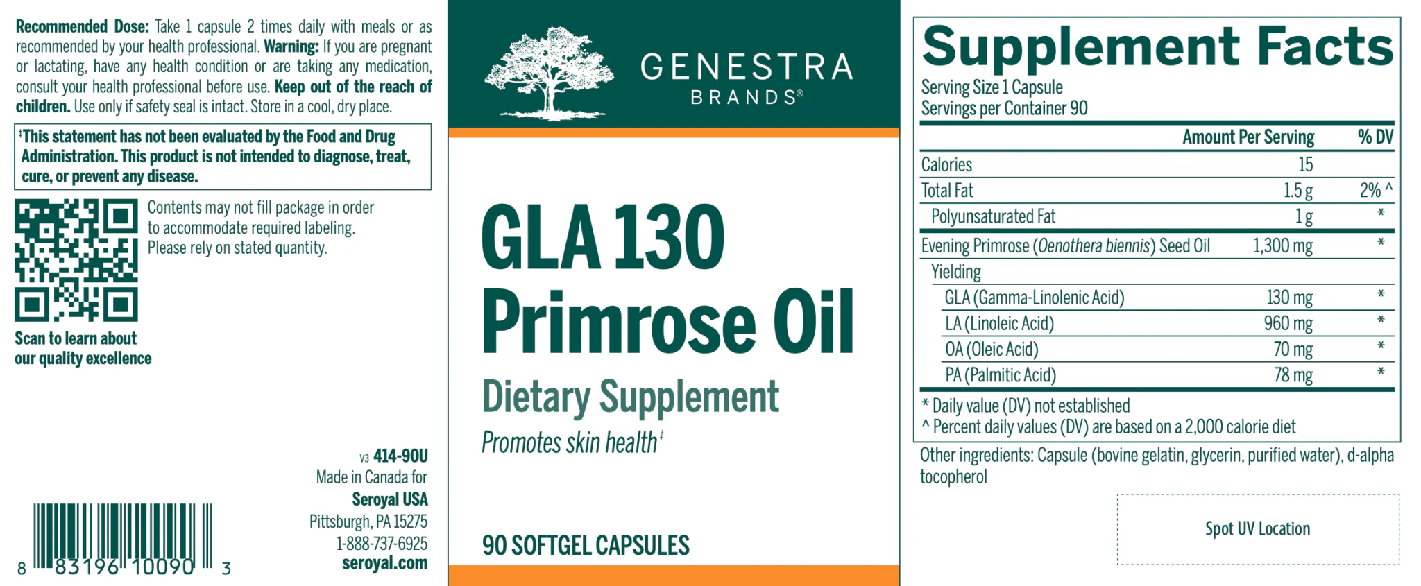 GLA 130 Primrose Oil | Genestra Brands® | 90 Softgel Capsules - Image 8