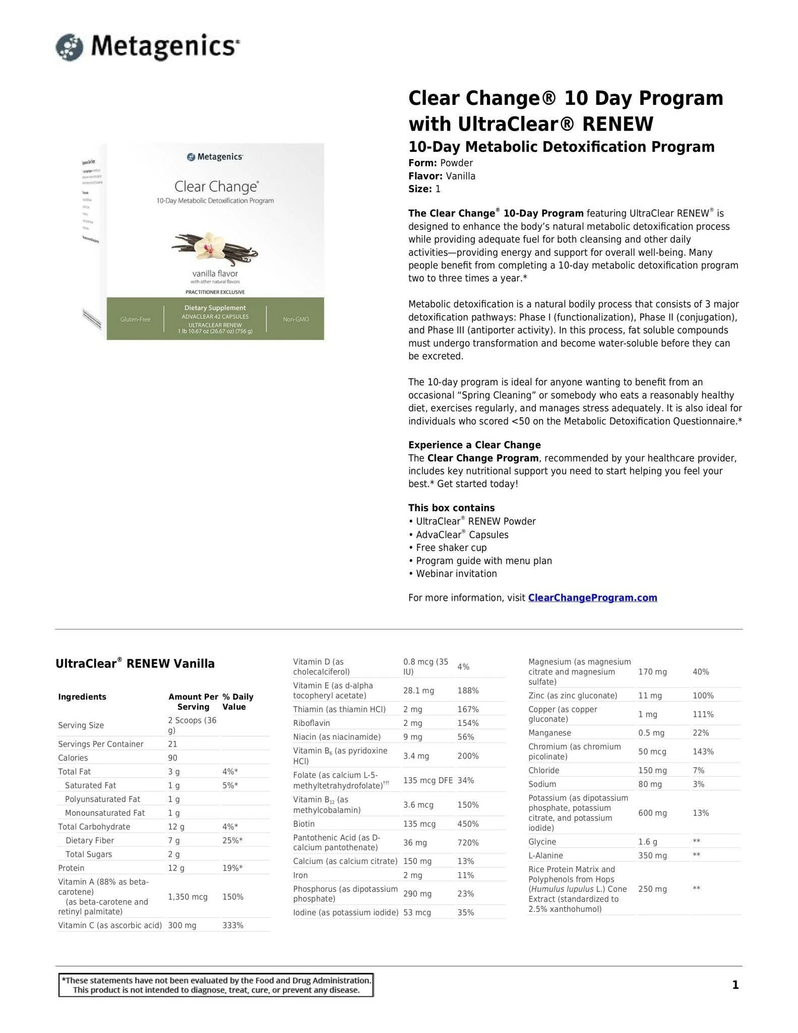 Clear Change® | Metagenics® | Powder Plus Capsules - Image 7