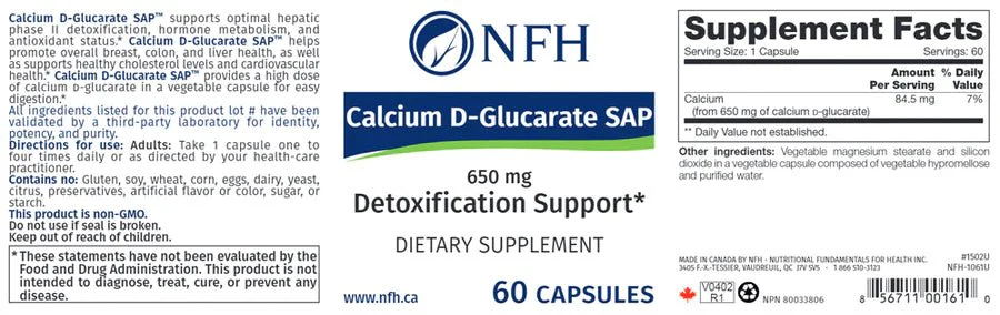 Calcium D-Glucarate SAP by NFH® – Detox & Hormone Metabolism Support | 60 Capsules - Image 3