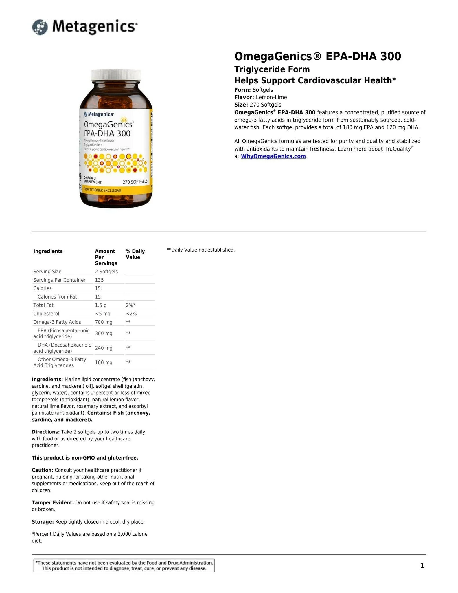 OmegaGenics EPA-DHA 300 | Metagenics® | 270 Softgels - Image 6