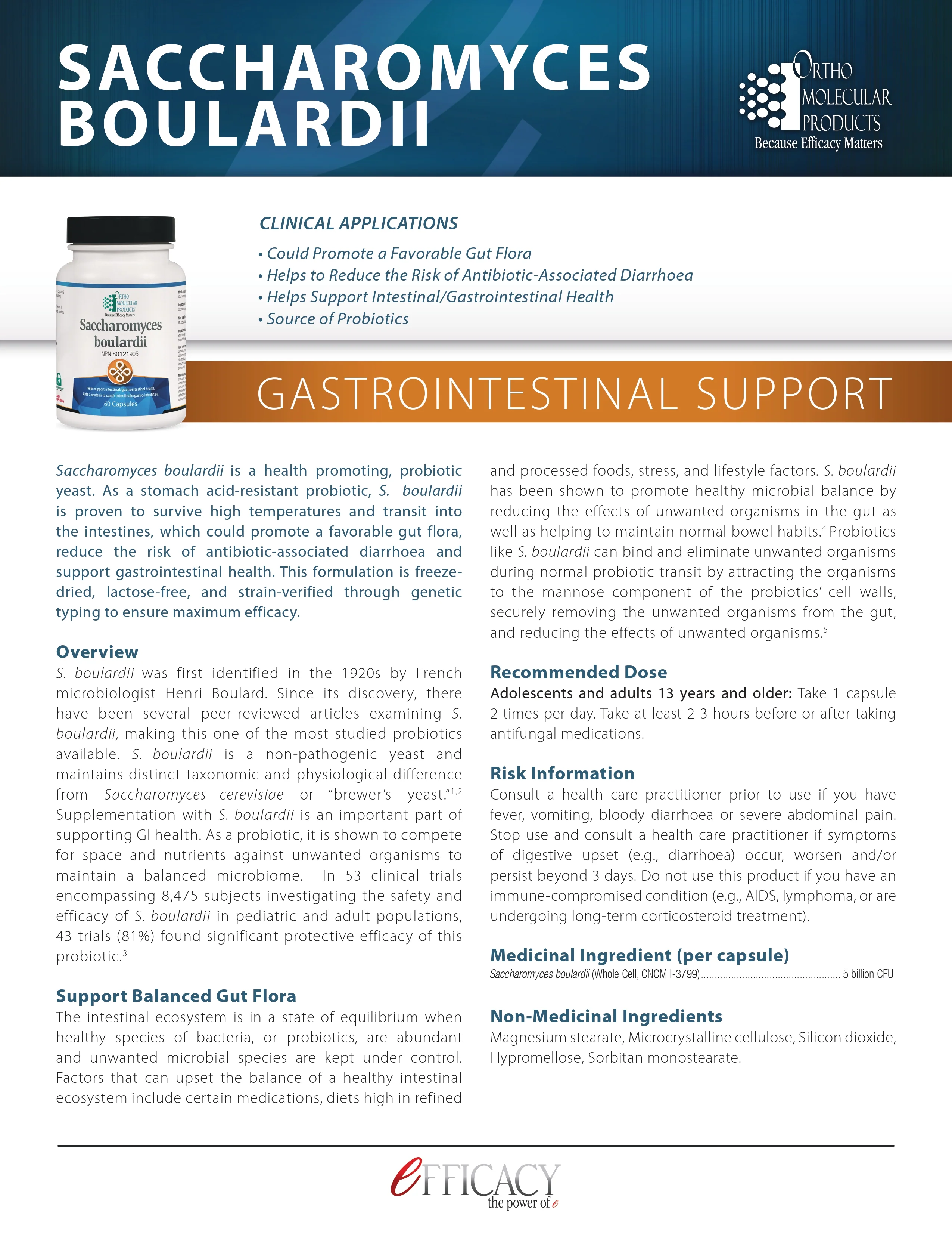 Saccharomyces boulardii | Ortho Molecular | 60 Capsules - Image 3