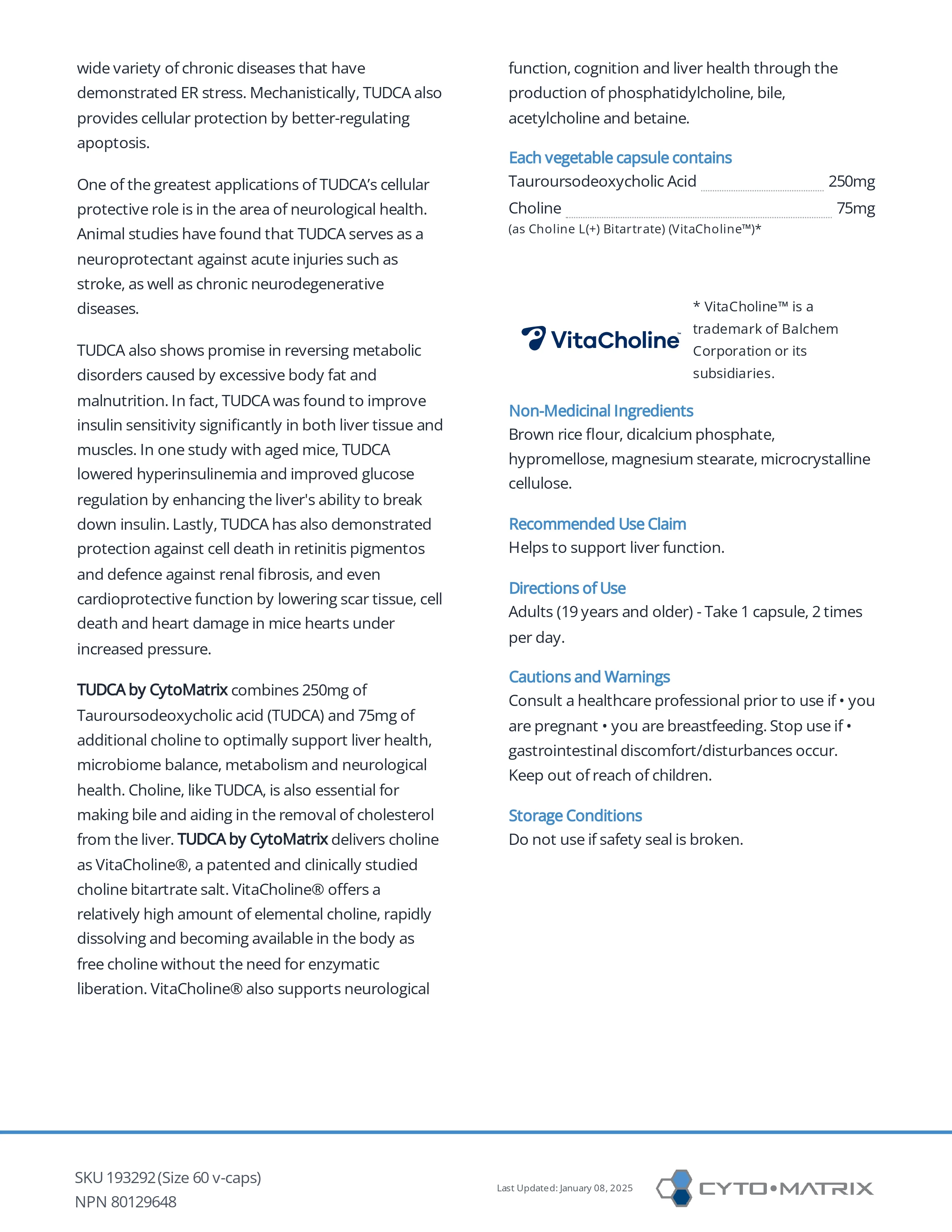 TUDCA by Cytomatrix® – Liver & Bile Flow Support | 60 Vegetarian Capsules - Image 3