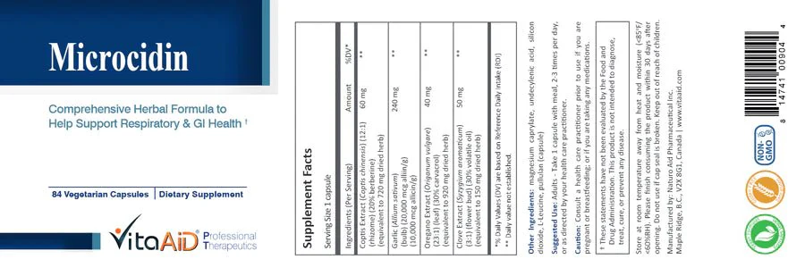 Microcidin® by Vita Aid® – Broad-Spectrum Herbal Antimicrobial Support | 84 Vegetarian Capsules - Image 3