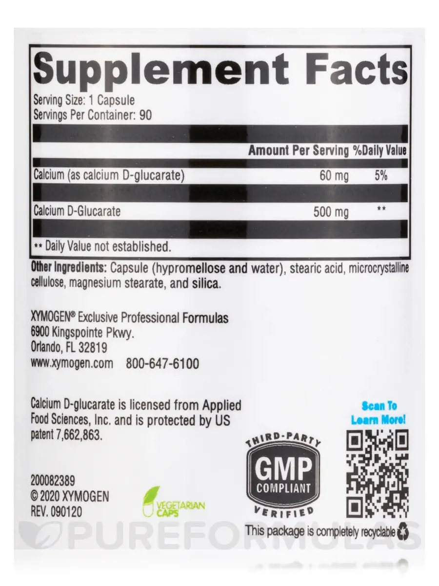 Calcium D-Glucarate | Xymogen® | 90 Capsules - Image 4